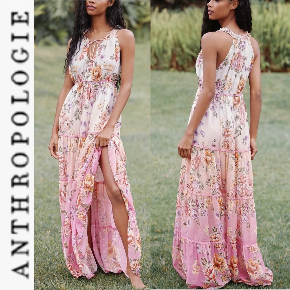 NWT Anthropologie x PQ Swim Tiered Ruffle Floral Maxi Dress XSP - Picture 1 of 13